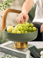 Criativo cerâmica vertical padrão bandeja de frutas com base dourada sala estar desktop lanche alto chá jóias diversos caixa armazenamento