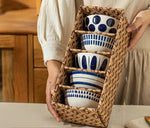 4.5 polegadas tigela de cerâmica tigela cozinha talheres conjunto tigela estilo japonês personalizado tigela arroz vintage padrão caixa presente 5 pçs