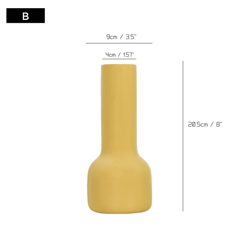 Vaso de flores de cerâmica verde liso nórdico, esculturas geométricas, vaso de flores artificiais, desenhos decorativos, decoração