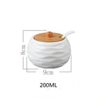 Cerâmica tempero pote tempero caixa bandeja de madeira tempero garrafa de açúcar tigela de sal do agregado familiar com colher suprimentos cozinha