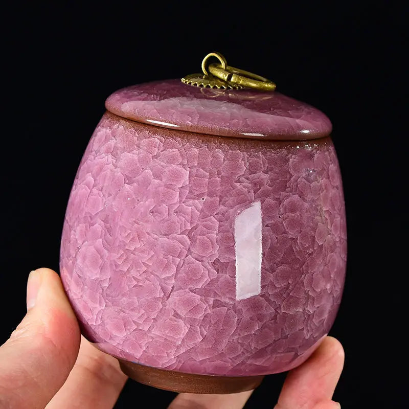 Criativo Ice Crack Cerâmica Chá Caddy, Mini Portátil Selado Jar, Castiçal, Vela Frasco com Tampa, Caixa De Jóias, Porcelana, Home Decor