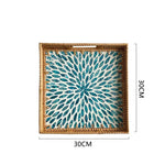 Bandeja premium de concha quadrada de luxo, rattan feito à mão, cesta de frutas de piquenique colorida, conjunto de armazenamento de cozinha, decoração de mobiliário doméstico