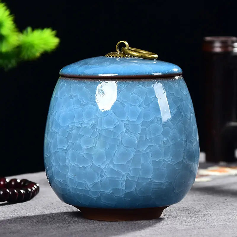 Criativo Ice Crack Cerâmica Chá Caddy, Mini Portátil Selado Jar, Castiçal, Vela Frasco com Tampa, Caixa De Jóias, Porcelana, Home Decor