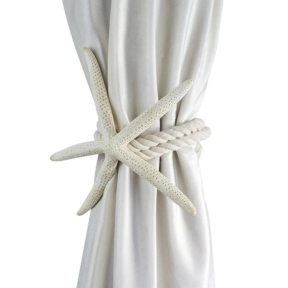 Natural Starfish Curtain Tie Rope, Criativa Nordic Curtain Buckle, Laço de fixação estável para sala de estar