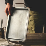 Bandeja retro do armazenamento do ferro forjado do metal com punho, bandeja da sobremesa do pão, decoração clássica home, tiro suportes, novo