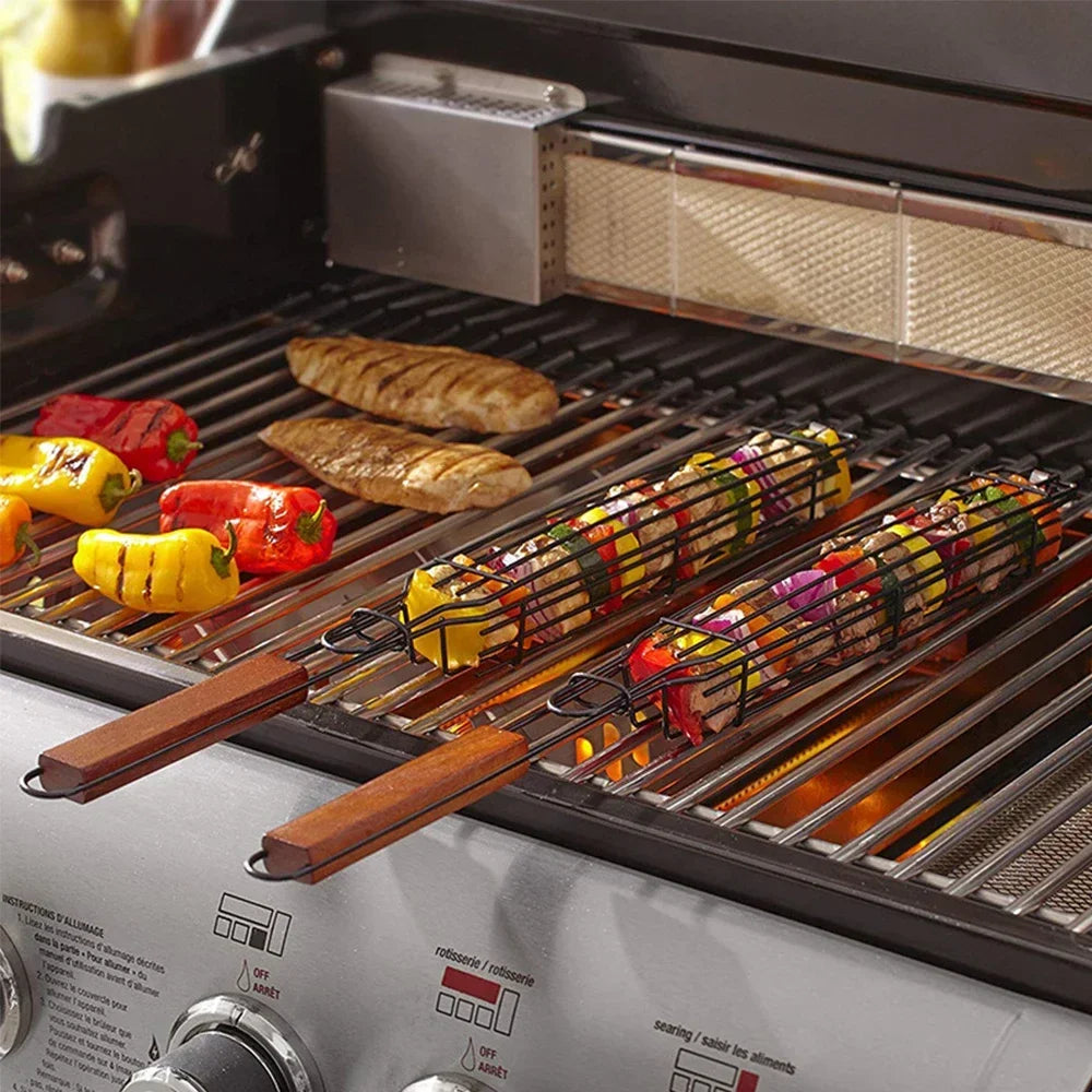 Non-stick churrasco grill malha, 1 parte, churrasqueira portátil malhas, peixe grelhar cesta, acessórios de cozinha