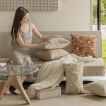 Patchwork Liso Linho Linho Travesseiro Capa, Nordic Stamping Cintura Almofada, Fronha Decorativa, Decoração de Casa, 30x45cm, 45x45cm