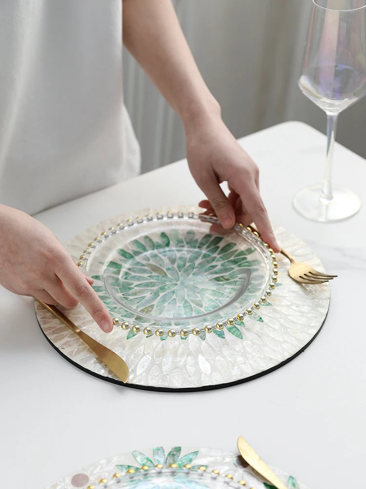 Francês Luz Luxo Natural Shell Bandeja, Criativo, Decorativo, Isolamento Térmico, Bandeja De Frutas, Prato De Sobremesa, Conjunto De Louça De Festa