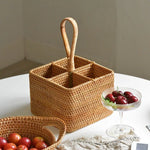 Caixa De Armazenamento De Rattan Artesanal Para Sala De Estar, Cesta De Mesa De Café, Top De Vinho Tinto, Rack De Armazenamento, Decoração De Mobiliário Doméstico