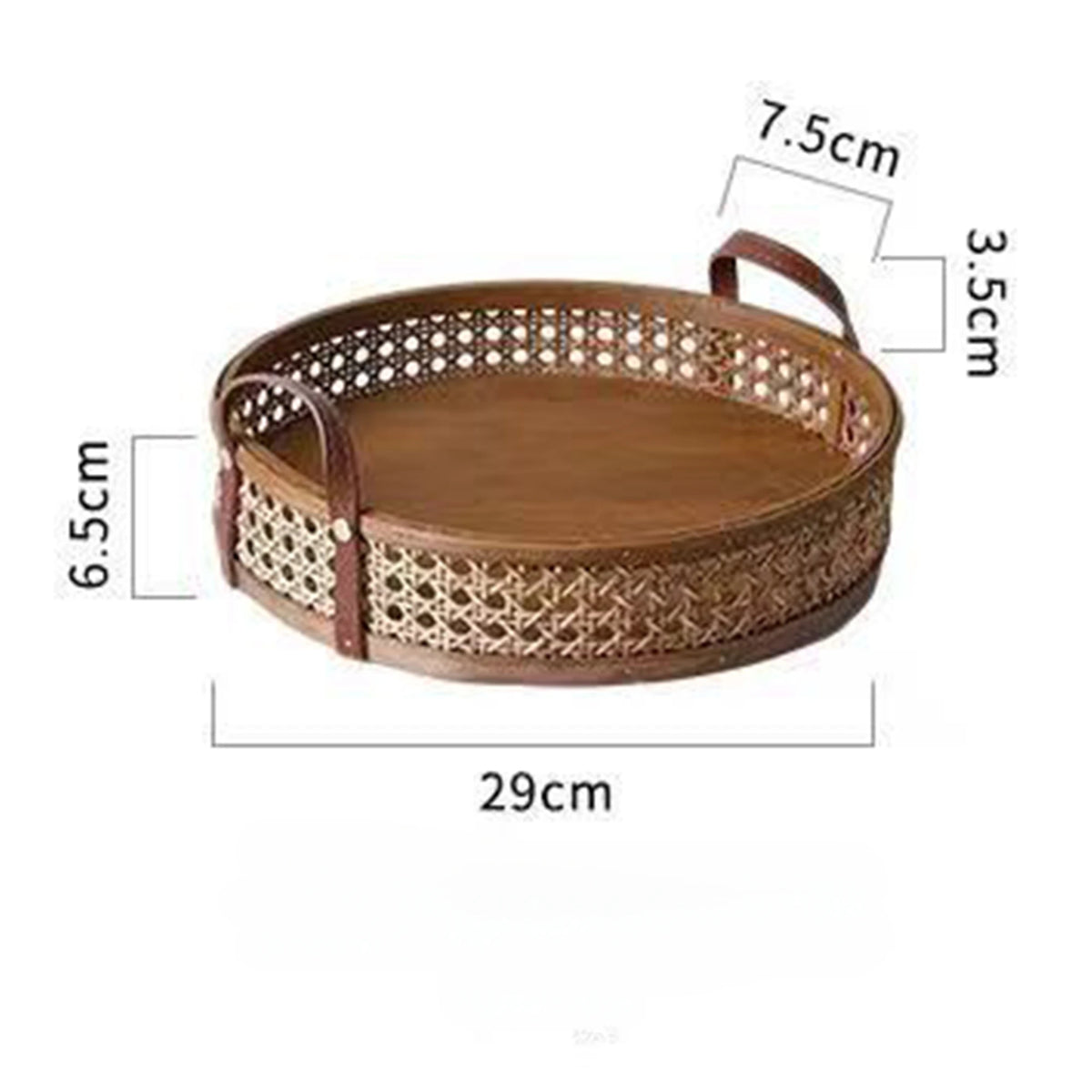 Estilo nórdico rattan tecido coleção bandeja cesta alça de couro pequena cesta circular aromaterapia conjunto chá cesta pão