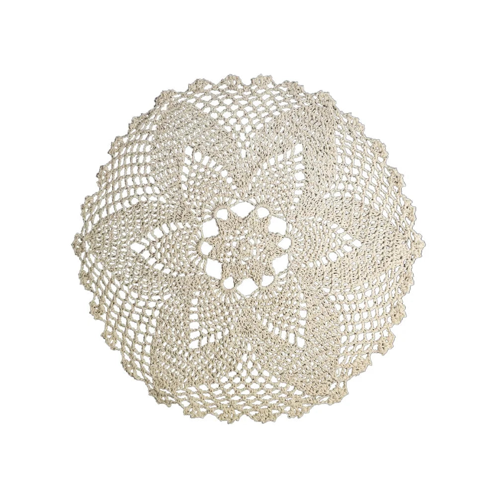 Handmade Crochet Hook Flower Lace Colchões, Placemat Algodão, Placemat Circular, Doily Mesas Rurais, Place Mat para Decoração