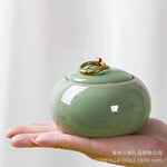 Celadon-chá pode, cerâmica armazenamento pode, gelo rachado chá pode, armazenamento de doces, selado, para café