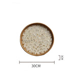 Bandeja redonda de vime feita à mão, concha colorida, bandeja de armazenamento, convidado doméstico, sala de jantar, decoração de mesa, decoração de casa