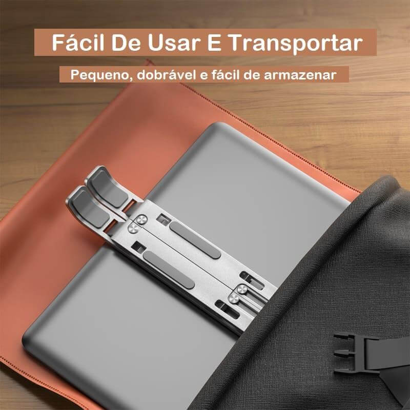 Artefato dobravel com função de suporte para notebooks e tablets.