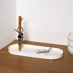 Bandeja Decorativa com Suporte Para Chaves, Suporte Multiuso, Suporte de Mesa, Suporte de Óculos, Suporte de Bijuterias, Suporte de Chaves para Mesa, Organizador de Mesa, Bandeja para Acessórios, Porta Treco, Porta Acessórios, Loja Comprinha do Futuro