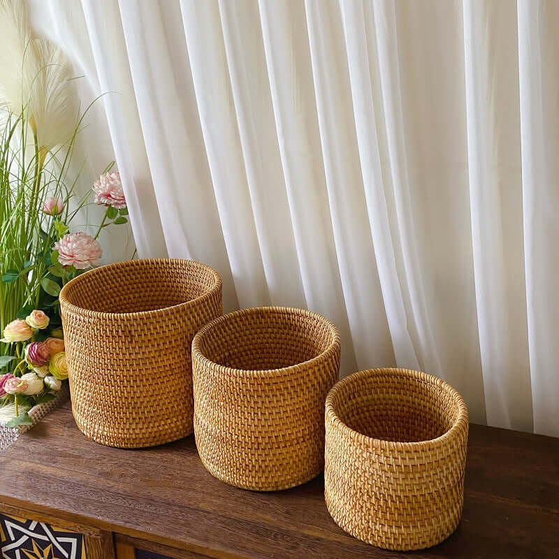 Cachepot Natural de Rattan, Cesto de Rattan, Cesto de Vime, Cesto Organizador, Cesto Decorativo, Pote Decorativo, Cachepot Decorativo, Cesto Pratico