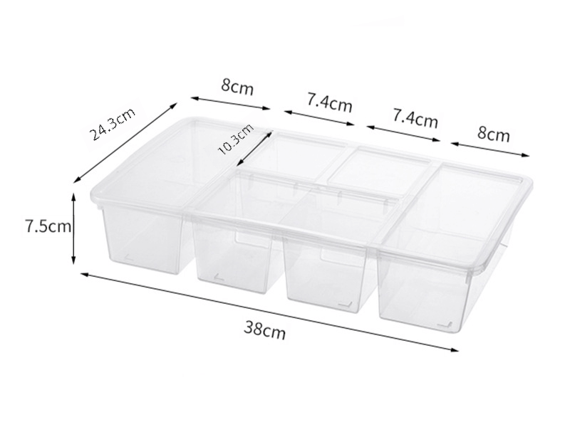 Uma Caixa organizadora com diversos compartimentos dentro. Uma Caixa organizadora com diversos compartimentos dentro. Caixa Organizadora com Compartimentos, Caixa com Divisórias, Caixa Organizadora, Caixa Multiuso, Caixa Transparente, Caixa Multifuncional, Organizador com Divisórias, Organizador Transparente, Organizador para Closet e Armários, Organizador de Geladeira, Caixa para Geladeira, Caixas Organizadoras Empilháveis. Loja Comprinha do Futuro