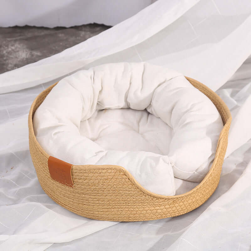 Cama para Gatos Confortável com Algodão, Cama de Vime, Cama de Rattan, Cama de Algodao, Cama Para Pets, Cama Para Gatos, Caminha para Pets, Caminha para Gatos, Cama para Animais de Estimacao, Cama Confortavel, Cama Fofinha, Loja Comprinha do Futuro