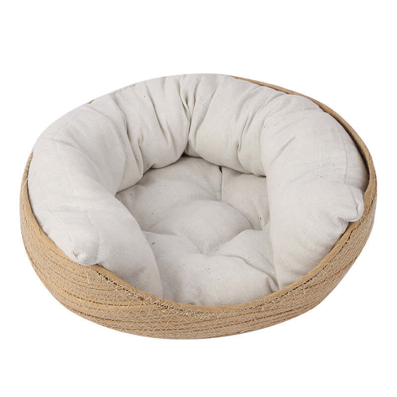 Cama para Gatos Confortável com Algodão, Cama de Vime, Cama de Rattan, Cama de Algodao, Cama Para Pets, Cama Para Gatos, Caminha para Pets, Caminha para Gatos, Cama para Animais de Estimacao, Cama Confortavel, Cama Fofinha, Cama Macia, Loja Comprinha do Futuro