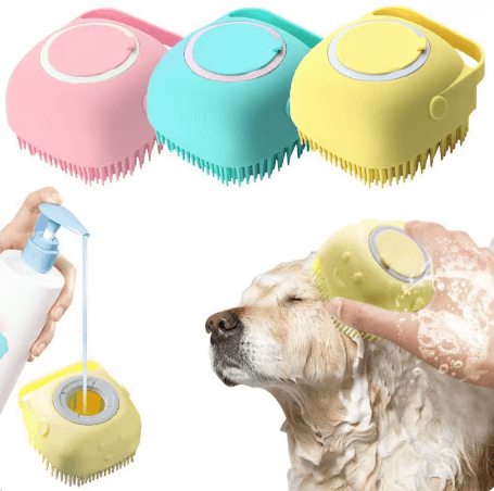 Escova de Banho Porta Shampoo para Cachorro e Gato, Escova Porta Shampoo para Pets, 
Escova para Higiene de Pets, Escova para Cachorros e Gatos, Escova Massageadora para Pets, Escova de Banho para Pets, Escova de Banho para Gatos, Escova de Banho para Cachorro, Escova com Compartimento para Shampoo, Escova com Cerdas de Silicone para Pets, Loja Comprinha do Futuro