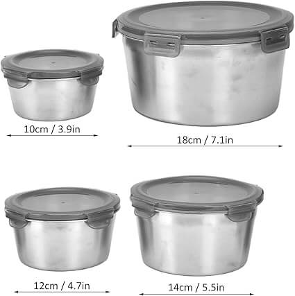 Pote hermético de aço inox kit com diversos tamanhos, ótima vedação ideal para marmitas.