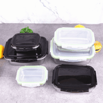 Pote de aço inox quadrangular hermético. 